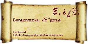 Benyovszky Ágota névjegykártya